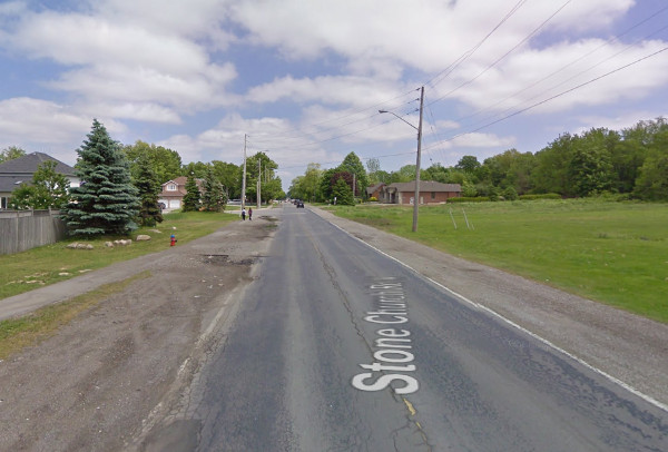 Stone Church in June 2009, before bike lanes and a centre turn lane were added (Image Credit: Google Street View)