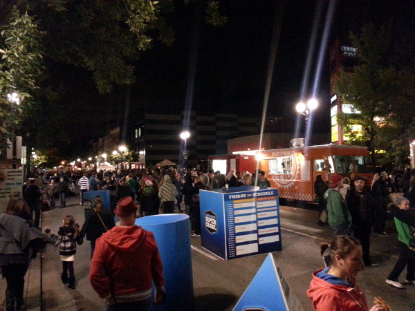 Crowds by the CBC Hamilton and AGH Annex building