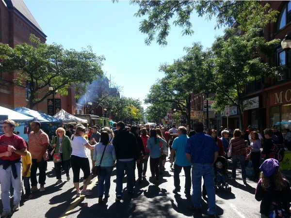 Street filled in front of Morganstern's