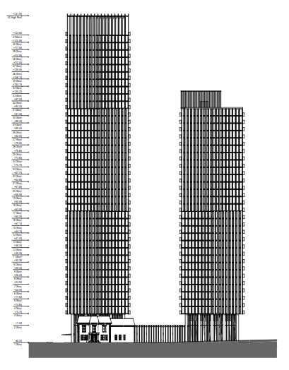 Television City architectural plans, north elevation A13