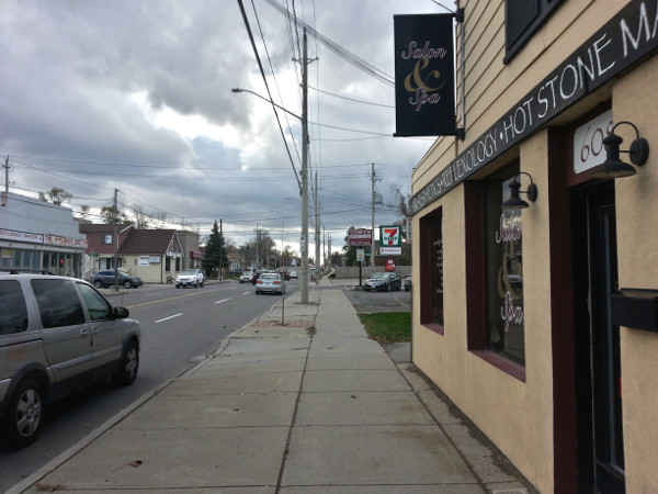 Commercial building fronting the sidewalk