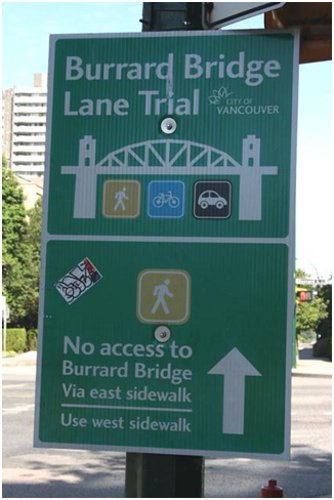 Burrard Bridge bike lane trial project.