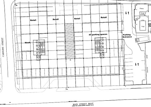 Detail of the plan for 150 Main Street West