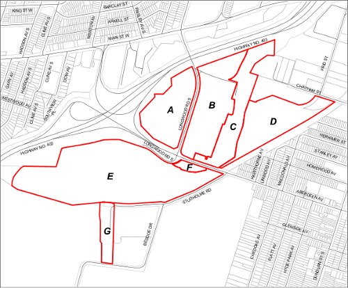West Hamilton Innovation District Study Site Areas