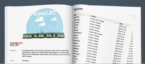 Document of #yesLRT petition signatures