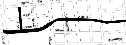 Sections of York/Wilson and Park Street being converted to two-way