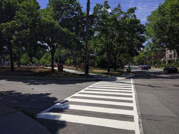 Zebra crosswalk, Charlton and Park