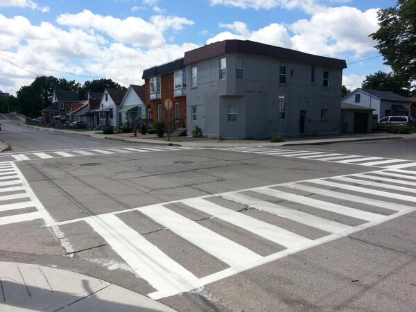 Zebra crossing at John Street North and Simcoe Street (RTH file photo)