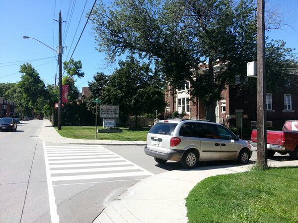 Zebra crossing at Locke and Stanley, west side