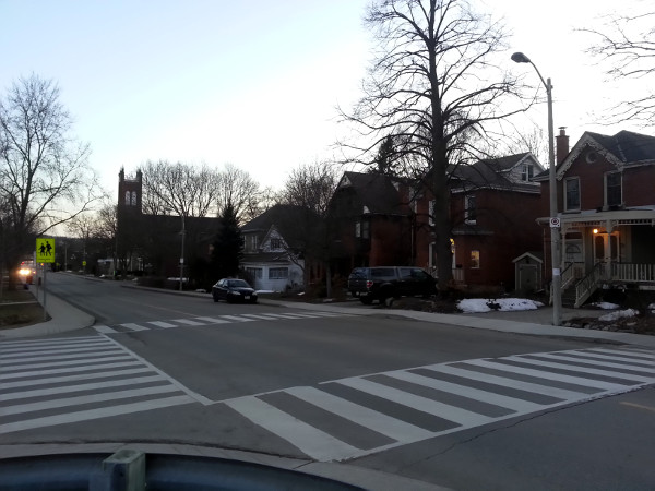 Zebra crosswalk, Sydenham and Alma